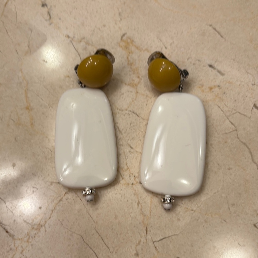 White and Yellow Statement Earrings
